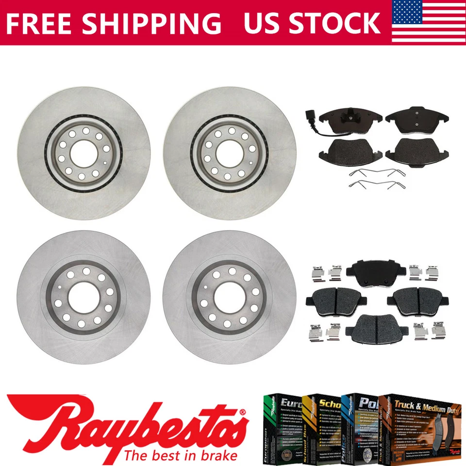 Rotores de freno delanteros traseros y pastillas de freno de cerámica para Volkswagen GTI 2012 - Raybestos Foto 1 de 4