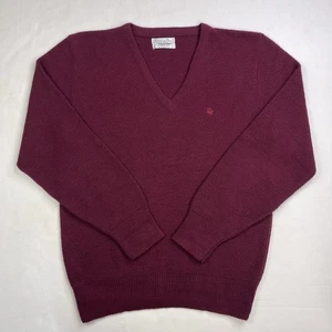 VTG Christian Dior Orlon Acrylic V Neck Sweater Mens Large Wine Red Made in USA - Picture 1 of 6