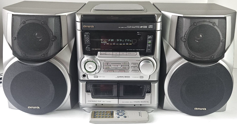 AIWA CX-NA555 3 CD转换器双磁带调幅/调频立体声系统带遥控器 — 第 1/4 张图片