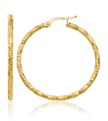 10K Solid Yellow Gold Round Medium Hoop Earrings - Image 1 of 4