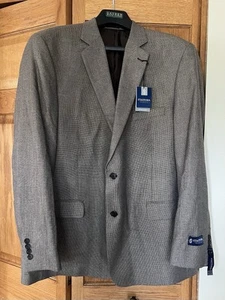 New Stafford Essentials Sportscoat Classic Fit Brown Tic Check Pattern 48 Long - Picture 1 of 8