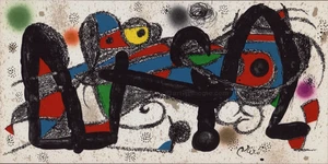 Joan Miro lithographie originale sur velin signée 1974 art abstrait abstraction - Imagen 1 de 1