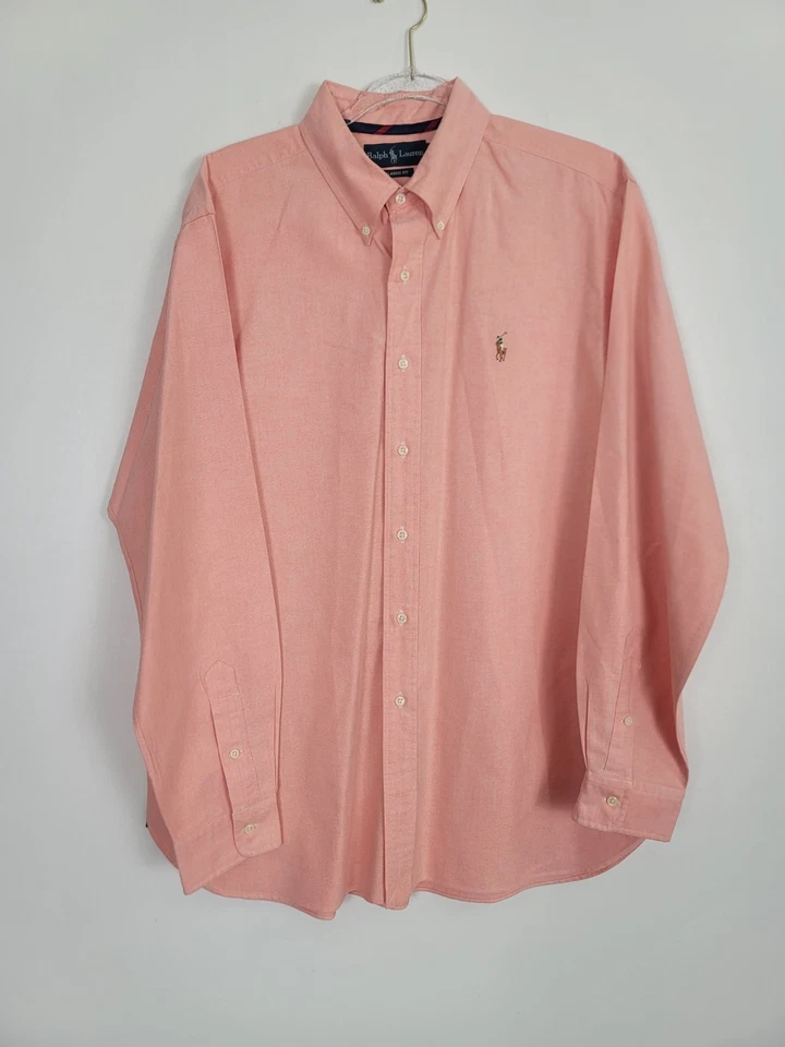 Рубашка мужская Ralph Lauren размер XL коралловый хлопок с длинным рукавом на пуговицах классический крой - Изображение 1 из 4