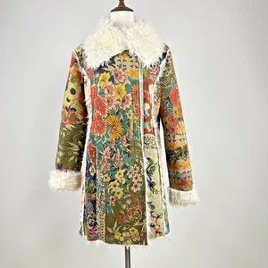 Cappotto giacca pelliccia sherpa ed ecopelle scamosciata Johnny Was tasche zip taglia S nuovo senza etichette - Foto 1 di 13