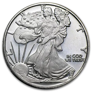 Silber - 1/2 oz Walking Liberty Medaille - Bild 1 von 2
