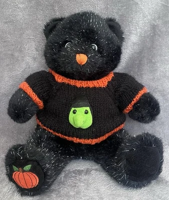 Build-A-Bear Black Plush Pumpkin Halloween Bear Halloween Sweater - Image 1 of 4