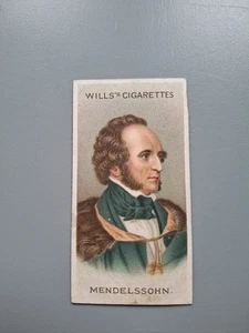 Composer Mendelssohn 1912 Musical Celebrities Wills Cigarette Card #11 - Picture 1 of 3