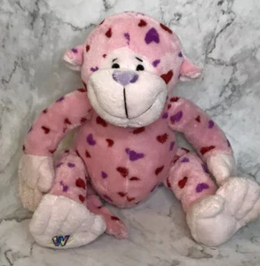 Ganz Webkinz Pink Plush Monkey With Hearts No Code Stuffed Animal 10” A - Picture 1 of 7