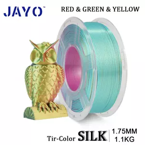 JAYO 1,1 KG 3D Drucker Filament 1,75 mm PLA+ SEIDE dreifarbig rot/gelb/grün - Bild 1 von 11