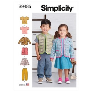 Simplicity SEWING PATTERN S9485 Toddlers Top,Jacket,Vest,Skirt,Trousers 1/2-4