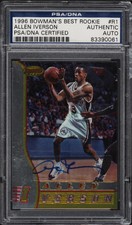 1996-97 Bowman's Best Rookie #R1 Allen Iverson 76ers RC Rookie PSA AUTO AUTH NBA