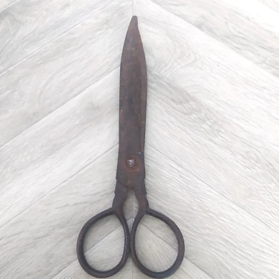  Antique Primitive RARE & BIG Hand Wrought Iron Scissors 19th Century Old Shears - Image 1 of 4