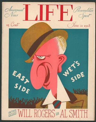 Life Magazine June 21 1928 Will Rogers on Al Smith ~Covarrubias~ Cartoon Art - Image 1 of 4