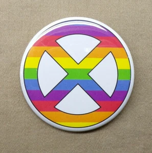 X-Men Rainbow Logo 2.25” Large Button Marvel Mutants LGBTQ Pinback Gay Comic - Picture 1 of 4