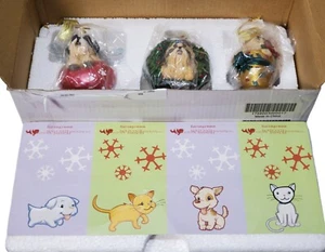 Danbury Mint Shih Tzu Season Christmas Ornament Lot Of 3 Angel Wreath Poinsettia - Picture 1 of 11