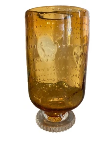 Vaso in vetro artistico MURANO Barovier & Toso "Bullicante" piedi grande metà secolo 1950 - Foto 1 di 12