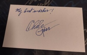 Chelcie Ross Autographed 3x5 index card"Ed Harris" Major League/"George"Hoosiers