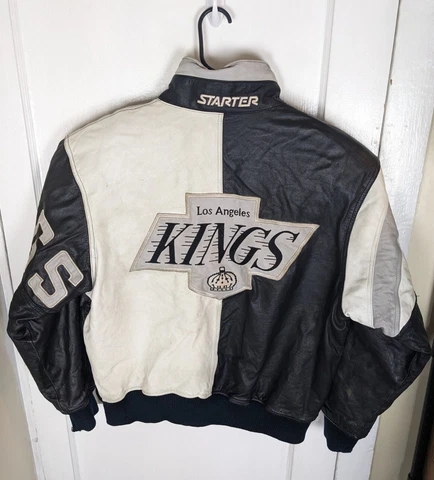 RARE Vintage 90s LA Kings Starter Leather Bomber Men L Quilted HipHop Gretsky Cover