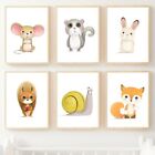 Cute Cartoon Baby Animal Squirrel Snail Nursery Wall Art Canvas Painting Posters