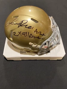 Mini casco auto firmato irlandese Luther Bradley 2 x AA Notre Dame ~ JSA - Foto 1 di 5
