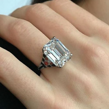 11x9 MM Emerald Cut White Moissanite Vintage Engagement Ring 925 Sterling Silver