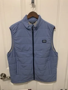 Live Forever Golf Men’s Puffer Vest Jacket Size Medium Blue Quilted Sleeveless - Picture 1 of 11