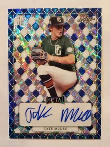 TATE MCKEE 2022 Leaf Perfect Game Showcase BLUE WAVE METAL AUTO #'d 7/8 - Picture 1 of 1