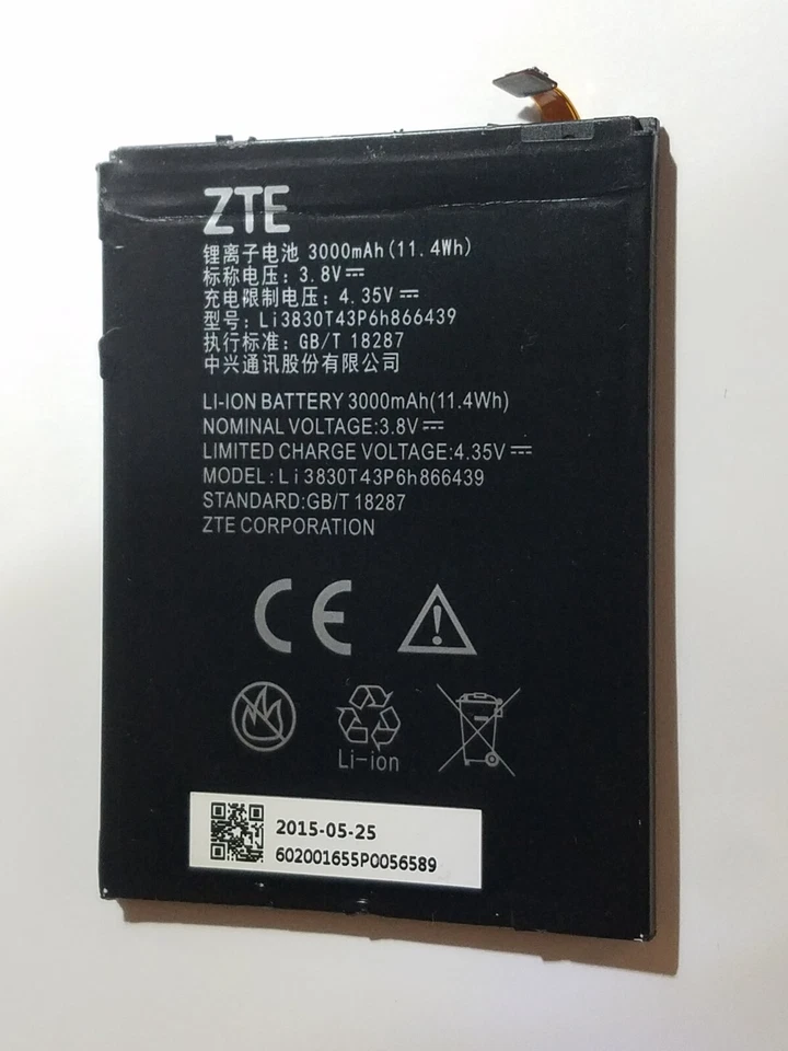 Batería LI3830T43P6H866439 3200mAh para teléfono ZTE ZMAX 2 G111 Z9518 Warp Elite Foto 1 de 3