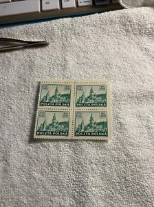 POLAND-SCOTT # 361-WAWEL CASTLE-5ZT.-BLUE GREEN-BLOCK OF 4 STAMPS-MNG - Picture 1 of 2