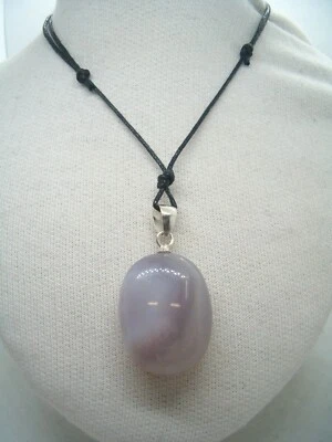 Ciondolo in ARGENTO 925 con AGATA GRIGIA naturale - pendente Pietra Dura grigio - Immagine 1 di 4