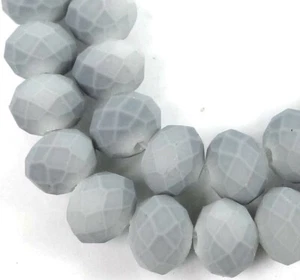 8x5mm Matte Frosted Neon Glass Faceted rondelle Beads - Gray 16" - Picture 1 of 3