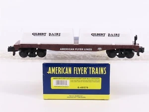 S Scale American Flyer 6-48576 Flachwagen mit Gilbert Dairy Milk Containern - Bild 1 von 11
