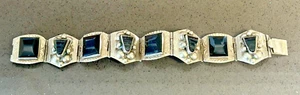 Vintage Silver and Black Onyx Link Bracelet; Made In Mexico City - Picture 1 of 8