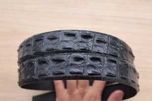 W 1.3 " Black Alligator Crocodile Print Hornback LEATHER Skin Men's Belt - Picture 1 of 6