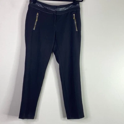 Pantalones pantalones para mujer Anne Klein negros con ribete de cuero sintético talla 4 Petite Foto 1 de 4