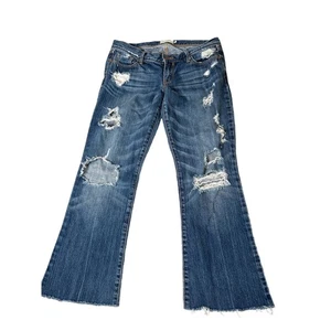 Abercrombie & Fitch Low Rise Distressed jeans wide leg frayed hem SZ 4 - Picture 1 of 8