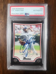 CC Sabathia Auto HOF PSA Authentic 2009 Bowman #28 Yankees - Picture 1 of 4