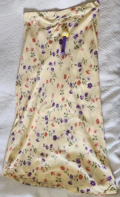 Billabong юбка женщин Sz M желтый мульти цветочный Kismet Midi Y2K богемное Cottagecore - Изображение 1 из 4