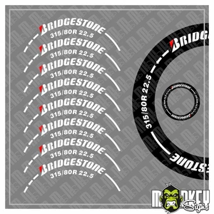 Tamiya Reifenbeschriftung 1:14 BRIDGESTONE RC LKW freistehend Aufkleber 315 - Picture 1 of 2