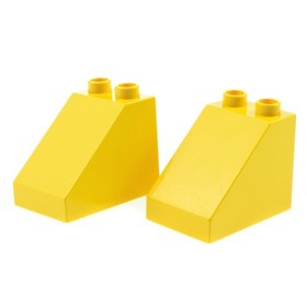 2x Lego Duplo Slope Brick 3x2x2 Yellow Roof Farm Set 9217 64153 63871