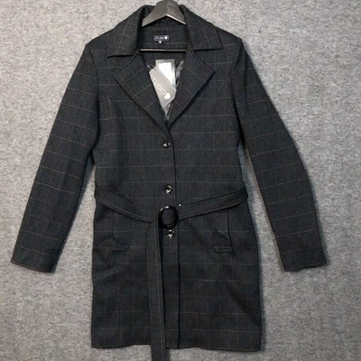 Mujer M Doble Pecho Blazer Chaqueta Pata de Gallo Cuadros Gris Oscuro-Rojo 3 Botones Foto 1 de 4