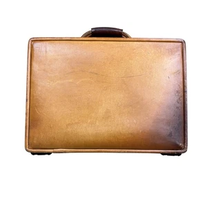 Ancienne mallette en cuir marron Hartmann serrure à combinaison bagage voyage 18x13x3 - Photo 1/17