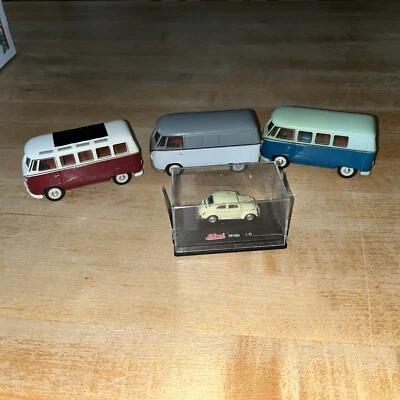 Lote de 3 minibuses Schuco Volkswagen VW 1:43 + VW Kafer Bug 1:87 Foto 1 de 4