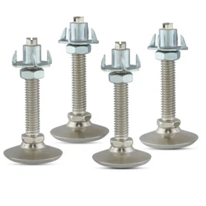 PACK de 4 pies niveladores 3/8-16 base giratoria muebles mesa silla 4 puntas atasco tuercas en T - Imagen 1 de 1
