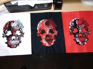 Large Embroidery Skull Panel for Applique,Trimming (Size 300mm x 220mm) - Picture 1 of 10