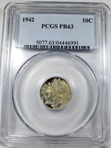 1942 MERCURY PROOF DIME 10C PCGS PR-63 - Picture 1 of 4