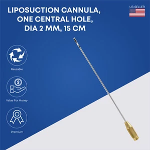 Liposuction Cannulas,1 Central Hole, 2mm x 15cm, Gold Platted - Picture 1 of 2