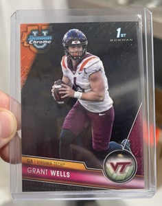 2023 Bowman Chrome University Grant Wells 1/1 Black Shimmer Rookie Virginia Tech