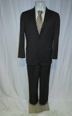 Traje Belvest Super 100 Vintage Gris Carbón Rayas Tres Botones 40R Foto 1 de 4