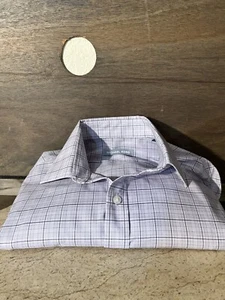 Michael Kors Dress Shirt Mens 15.5 (34-35) Purple Plaid Long Sleeve Button Up - Picture 1 of 7